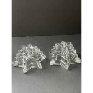 Vintage WMF Germany Lead Crystal Star Shaped Tapered Candle Holder MCM Deco (2)